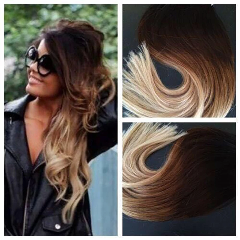 Tic Tac Brown Fade To Honey Blonde Balayage Russian Remy Clip In