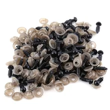 Olhos de segurança de plástico, boneca preta com lavadora para urso de pelúcia, brinquedo de feltro 6/9 com 100 peças/10/12mm