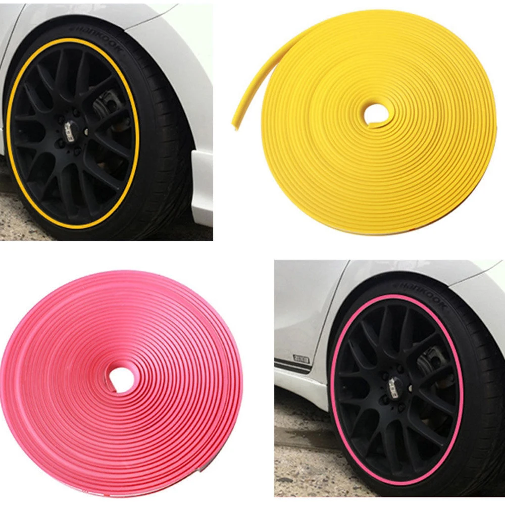 

8M/Roll Car Wheel Protector Hub Sticker Car Decorative Styling Strip Rims blade Auto Accessories