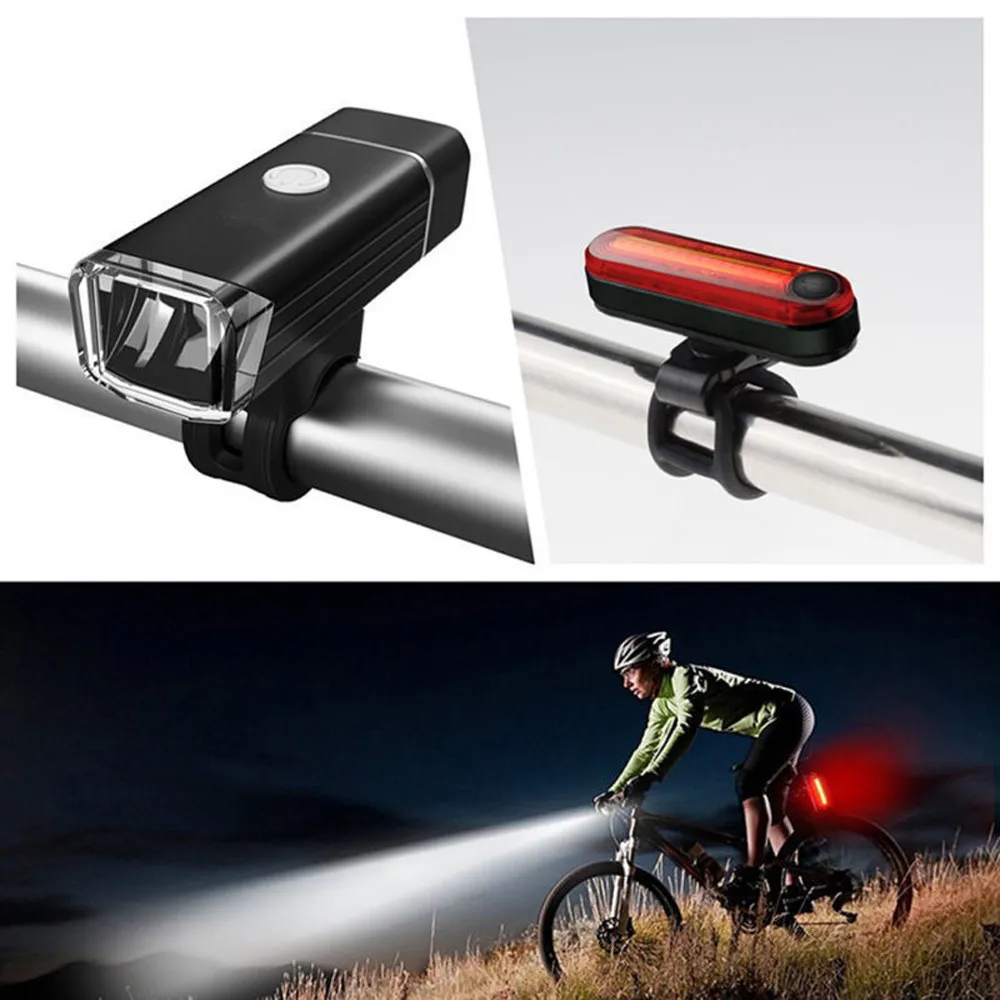 Flash Deal ISHOWTIENDA Usb Rechargeable Bike Light Front Handlebar Bike Bicycle Lights USB LED Set Mountain Cycle Front Back Headlight 1
