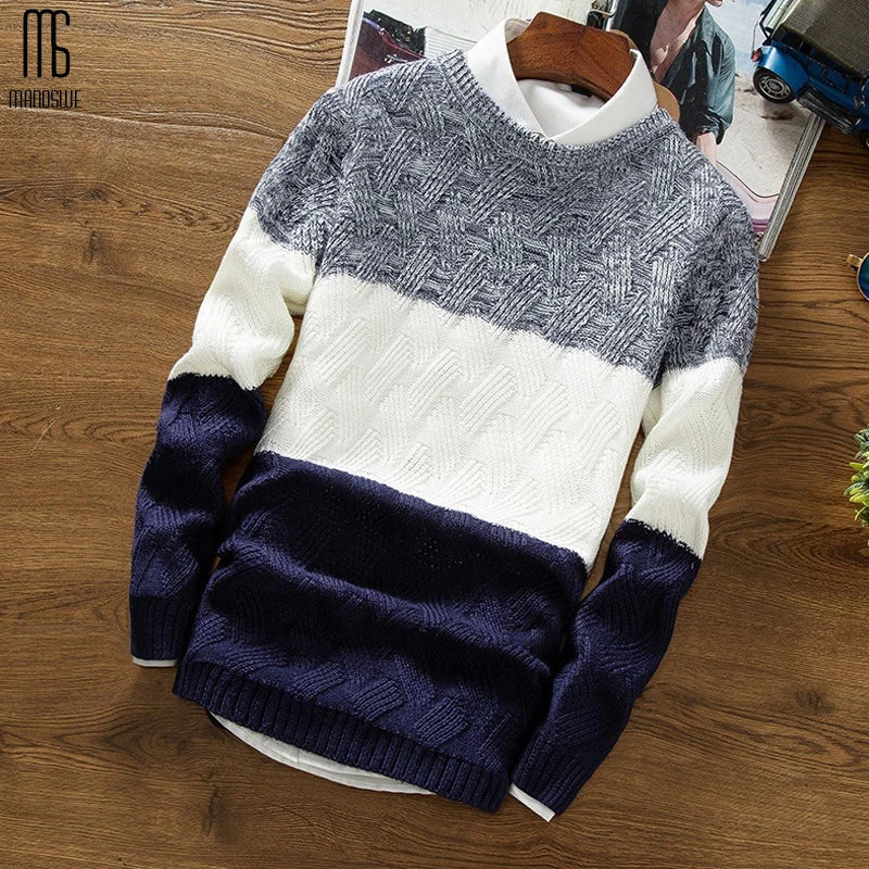 Prezzo Manoswe casual Manica Lunga Autunno Maglione di Inverno Degli Uomini di Stile Coreano Slim Lavorato A Maglia Blu Maglione Pullover Maglione di Modo Di Natale