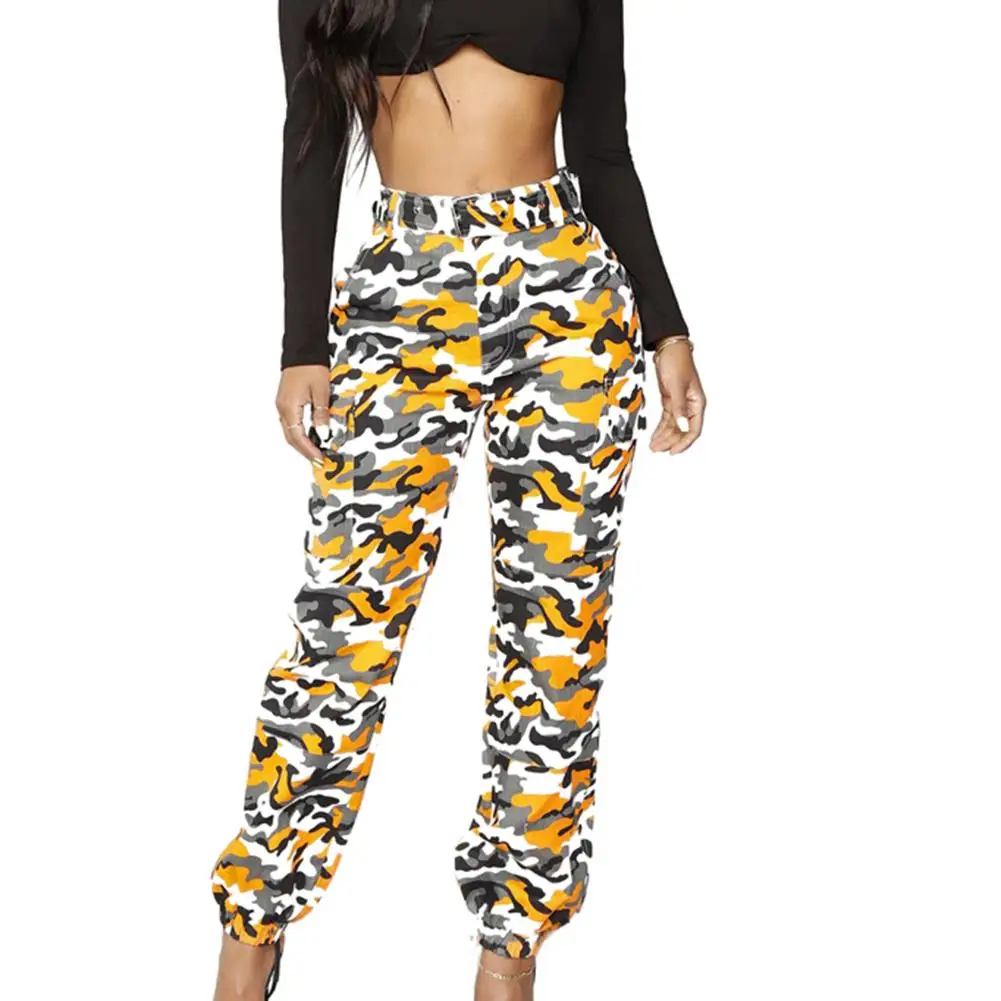 

Sports Women's Casual Camouflage Print Cargo Pants Ankle Tie Pencil Trousers
