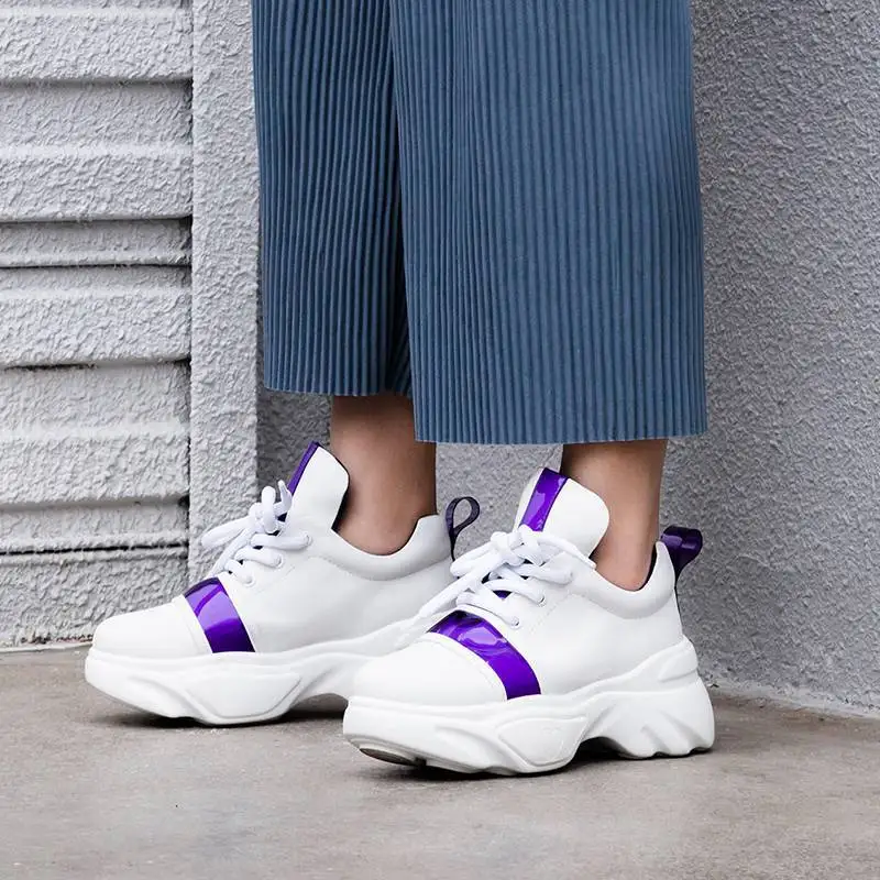 Femmes En Krazing Pot blanc Sneakers Plate Beau Naturel Lacets Épais À forme Respirant Taille Chaussures Grande Fond Vulcanisées L32 Filles Cuir Noir m8nN0vwO