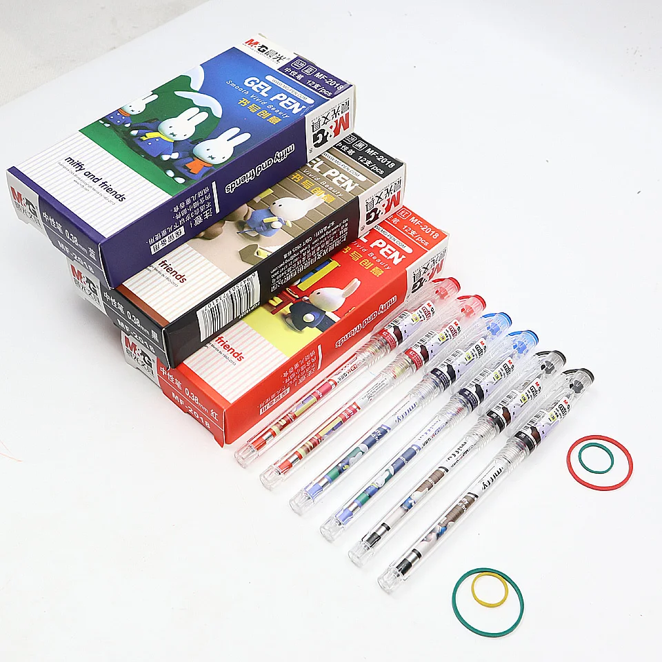 

12Pcs/Lot 2018 M&G New Creative Lovely miffy Gel Pen MF2018-0.38mm Black and Blue Oily Ink Cute Office Stationery