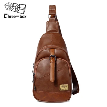 

Three-box New Brand Men Vintage Bag Leather Chest Bag Casual Crossbody Bags Korean Men's Messenger Shoulder Bag Male Waist Pack