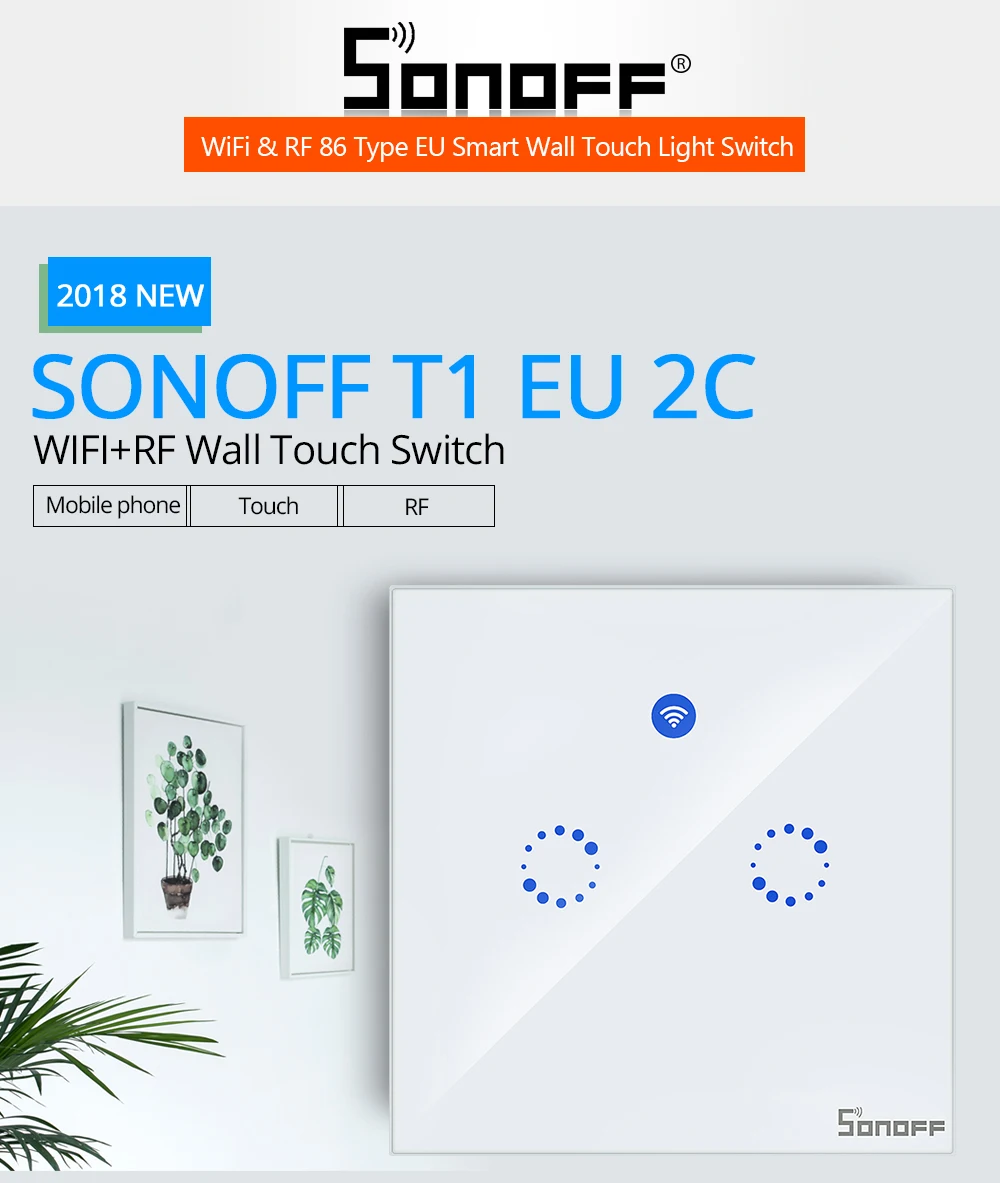 Sonoff T1 ЕС 2 банды 86 Тип умный Wifi переключатель 220 В настенный сенсорный выключатель RF/433 МГц/приложение управление работа с Alexa умный дом автоматизация
