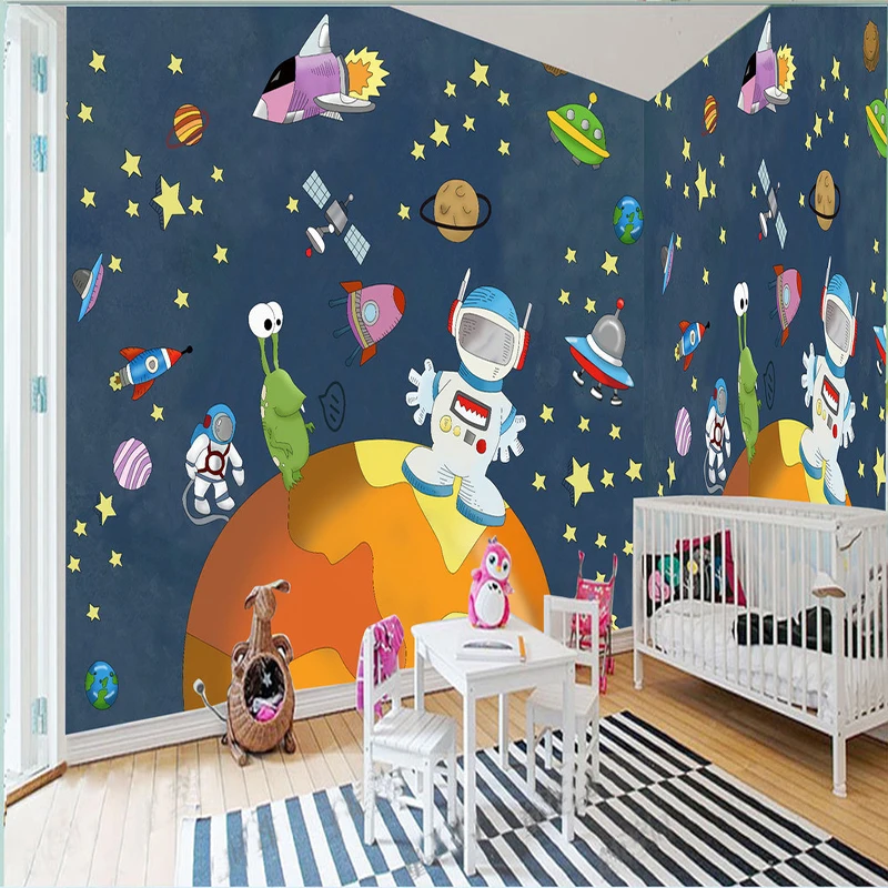 

Free shipping large mural wallpaper space universe blue children's room bedroom backdrop wallpaper 3D wallpaper custom sizes