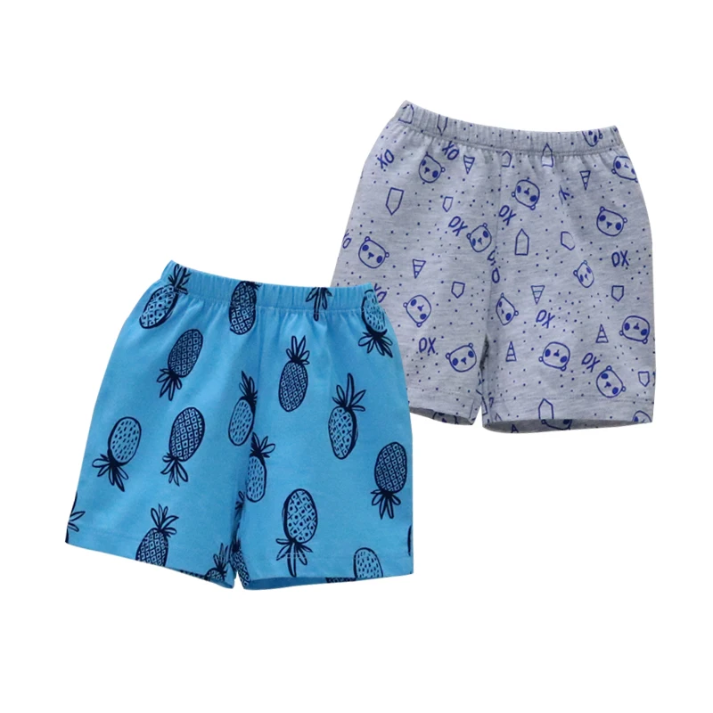 Шорты для мальчиков, 2 шт./лот одежда из хлопка для малышей от 1 до 5 лет, детские брюки с принтом и эластичной резинкой на талии, одежда для сна - Цвет: Черный