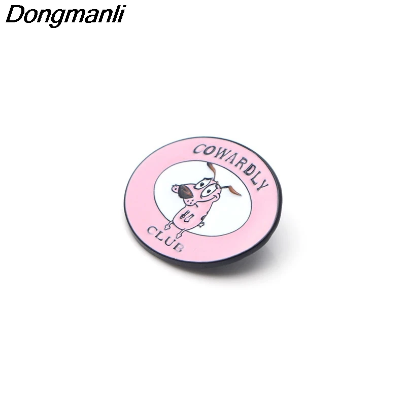 P2987 Dongmanli Courage The Cowardly Dog Metal Enamel Pins and Brooches for Women Men Lapel pin backpack bags badge pin Gifts