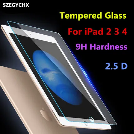 

Hot ! Tempered Glass Screen Protector For iPad 2 3 4 Explosion Proof Clear Toughened Protective Film 2.5D Radian 9H Hardness