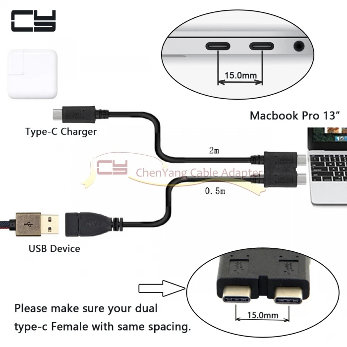 Двойной кабель USB 3,1 для USB-C и USB 3,0 Женский OTG кабель для передачи данных для нового 1" Mac Pro