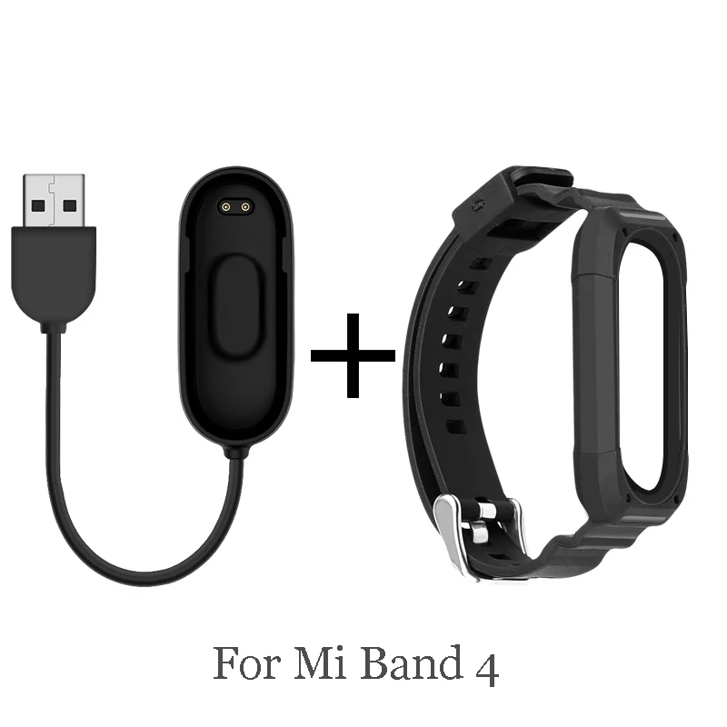 

bracelet for xiaomi mi band 4 strap Silicone reinforcement Replacement wristband mi band 4 nfc Usb charging cable adapter