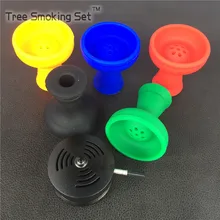 1 шт. металлический черный барьер Серебряная двойная ручка+ 1 шт. силиконовая Силиконовая чаша с семью отверстиями для защиты кальяна