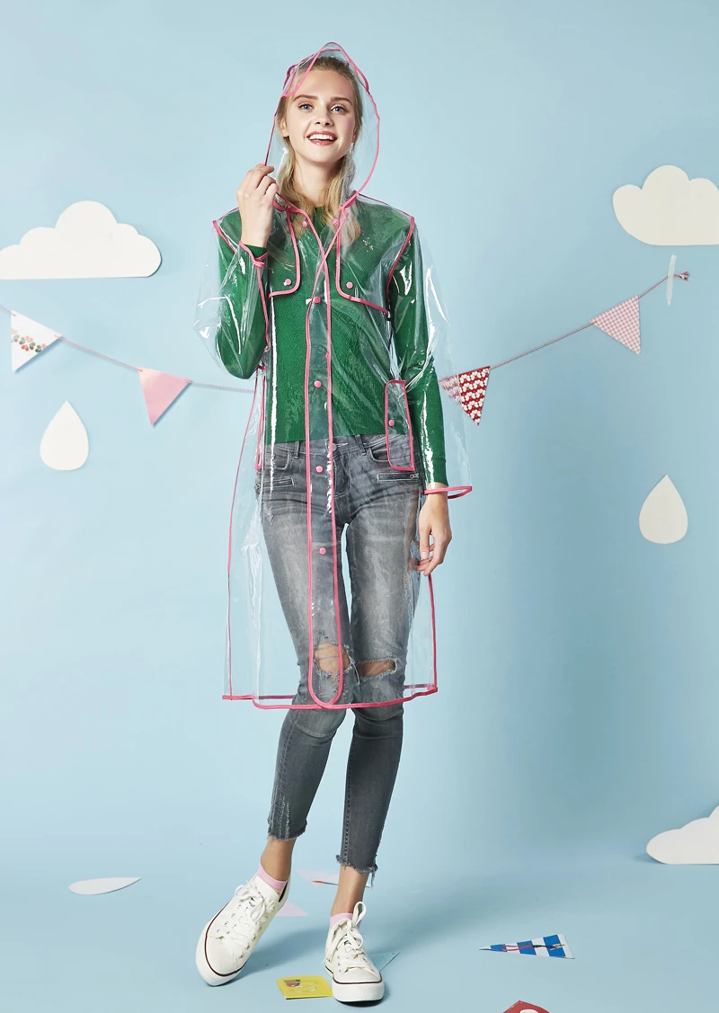 Модные женские прозрачные дождевики из ЭВА, качественные мужские дождевики для путешествий, водонепроницаемые, прозрачные, пластиковые дождевики, куртки
