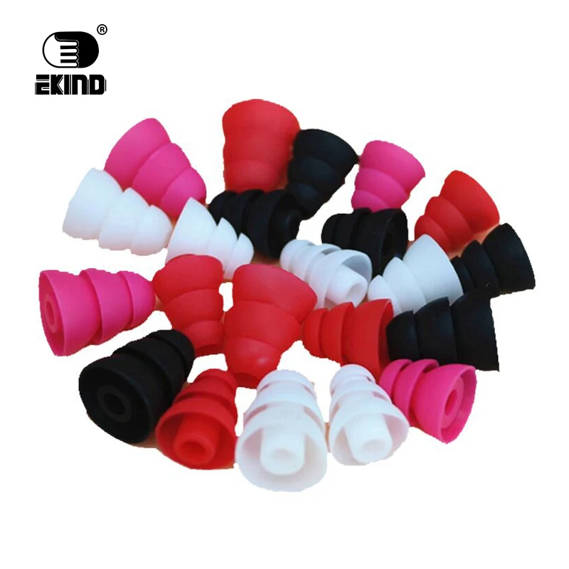 

EKIND 6pcs/3pairs Silicone Ear Pads Three Layer Earphone Covers Earbud Cap Replacement Tips Earbuds Eartips Earplug Cushion
