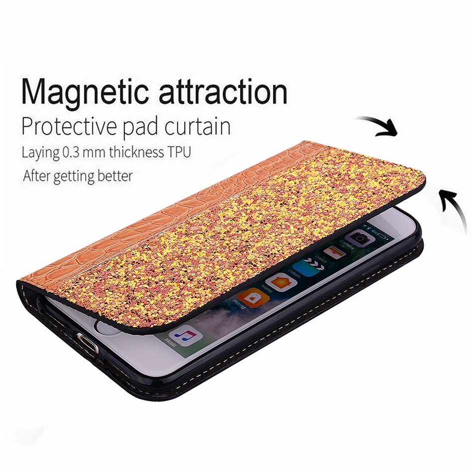 Crocodile Pattern Wallet Phone Case For iPhone 5 5S SE 6 6S 7 8 Plus X Book Style Cases For iPhone Xs Max Xr Cover B51