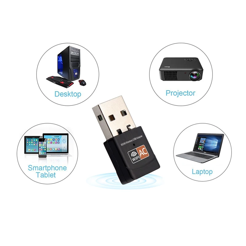 600 Мбит/с USB WiFi адаптер 2 4 ГГц + 5 Антенна ПК мини беспроводной компьютер сетевая