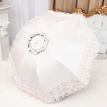 Женщины Partysu кружева ультрафиолетовая Защита складной зонтик открытый Trvel солнечный день зонтик принцесса свадебные съемки реквизит(бежевый