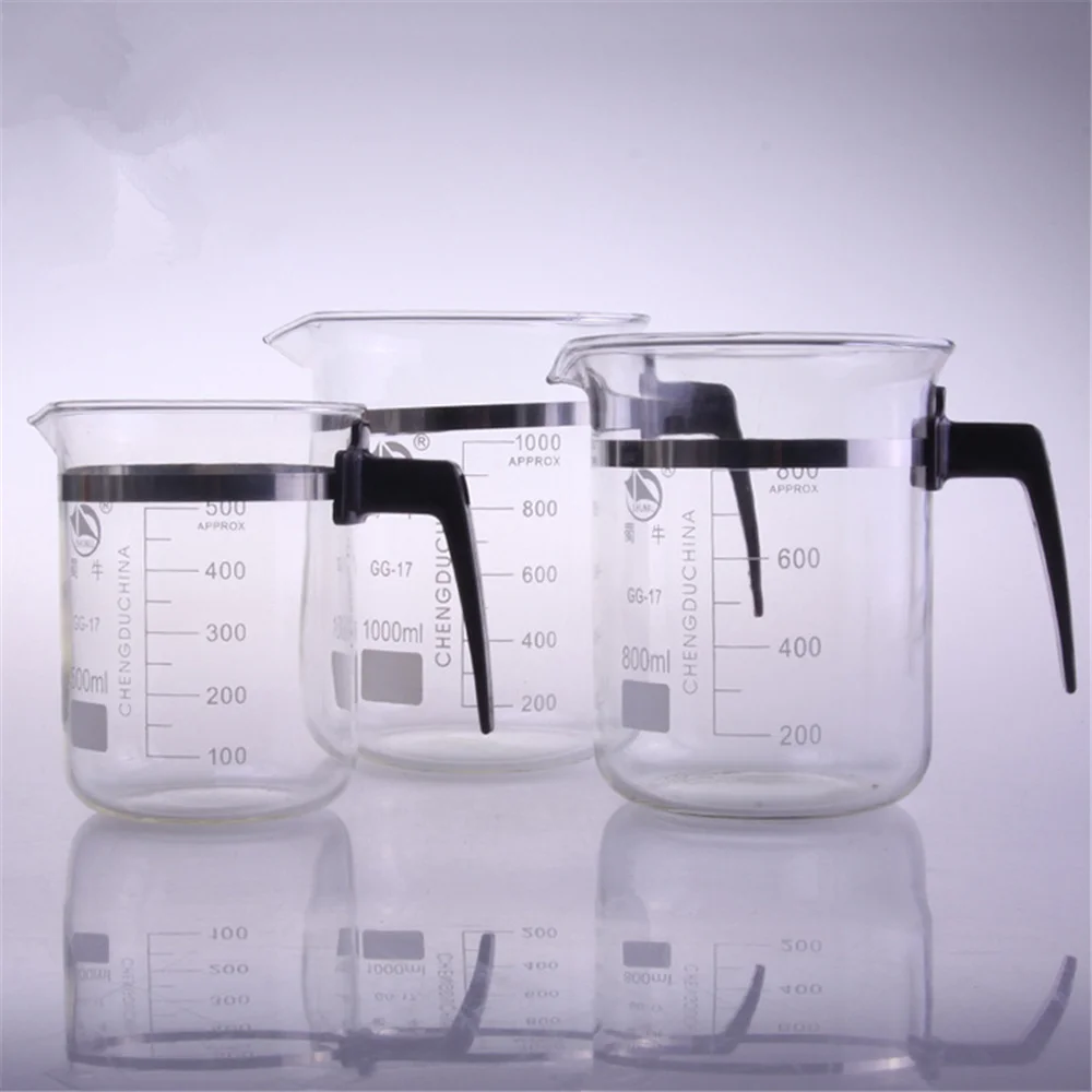 500ml 800ml 1000ml Lab Glass Beaker With Plastic Hand Lab Kitchen