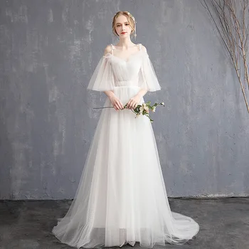 

Customized Vestido De Casamento 2020 New Long Train Bridal Dress A Line Princess Wedding Dresses Elegant Robe De Mariage