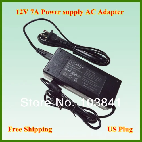 

Free shipping High quality 3pcs/lot US Plug 12V 7A 84W AC / DC Power Adapter Supply With Cable For 3528 5050 RGB LED Strip Light