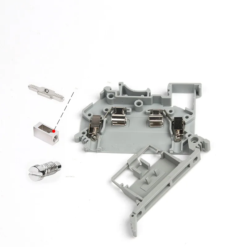 50PCS UK5-HESI UK5RD 4mm2 DIN Rail Screw Clamp Fuse Holder Base Terminal Blocks Connector UK Fuse Accessories