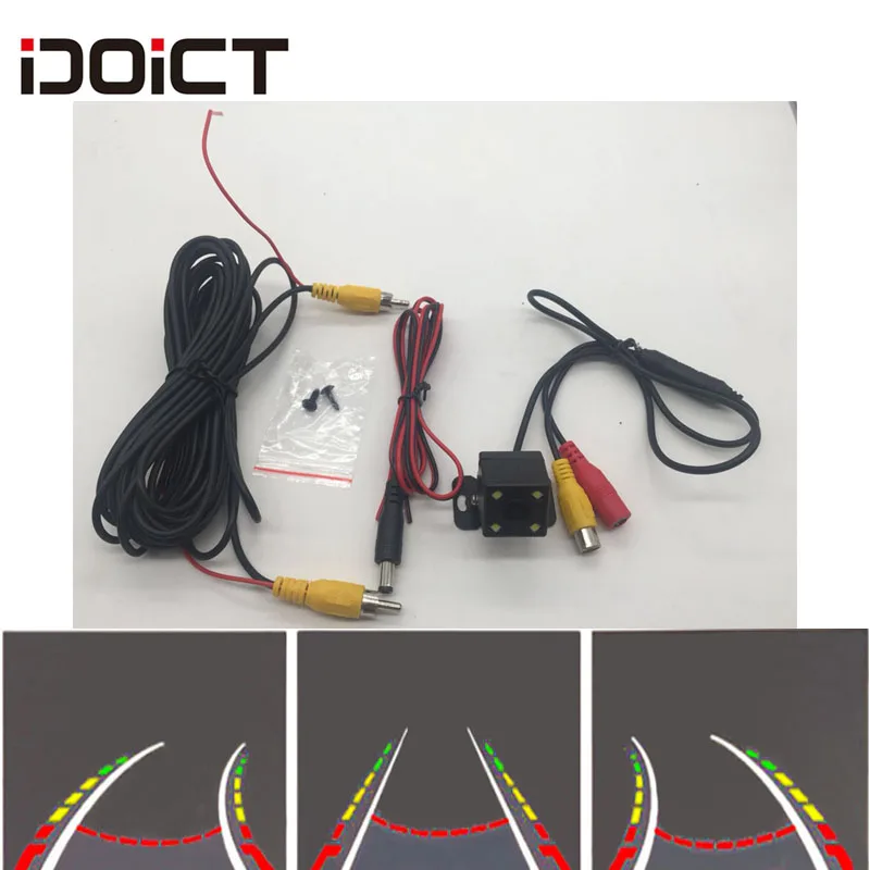 IDOICT водонепроницаемый HD 170 градусов угол sony/MCCD 4LED динамическая траектория парковочная линия Автомобильная камера заднего вида