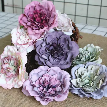 

30Pcs/lot special looking open peonies silk Artificial flower heads for Christmas gifts DIY decoration Wreath Fake Flowers