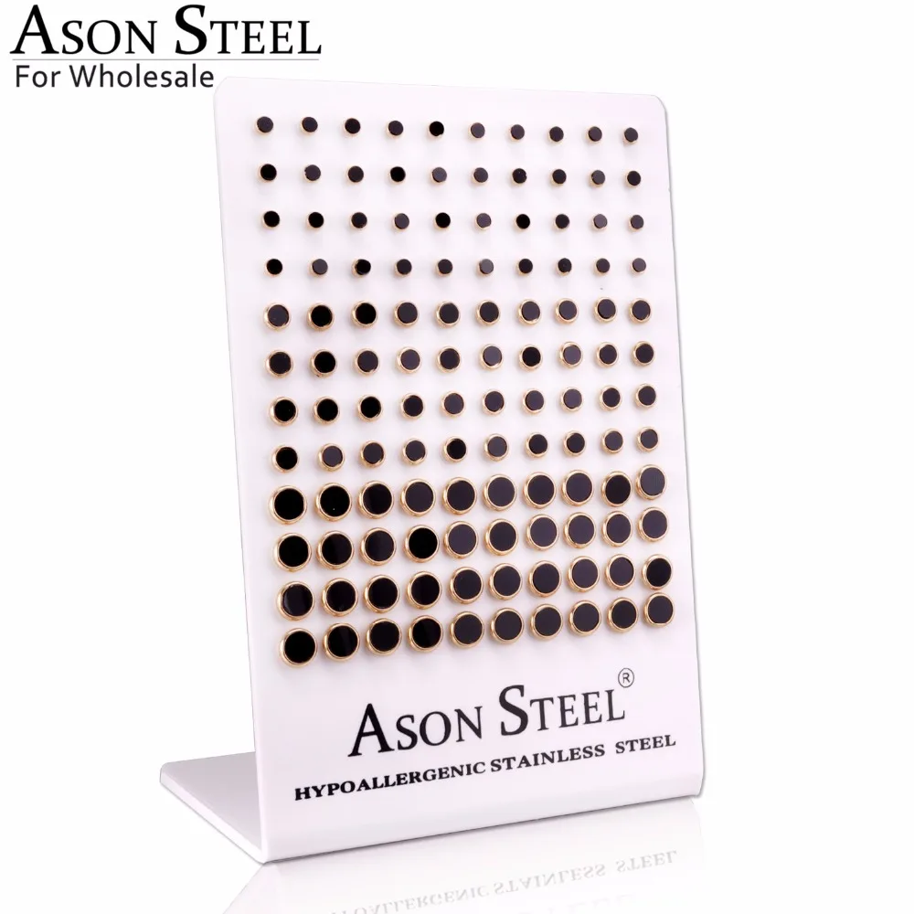 ASONSTEEL 3 8 мм оптовая продажа серьги гвоздики в виде ракушки черный цвет камень AAA