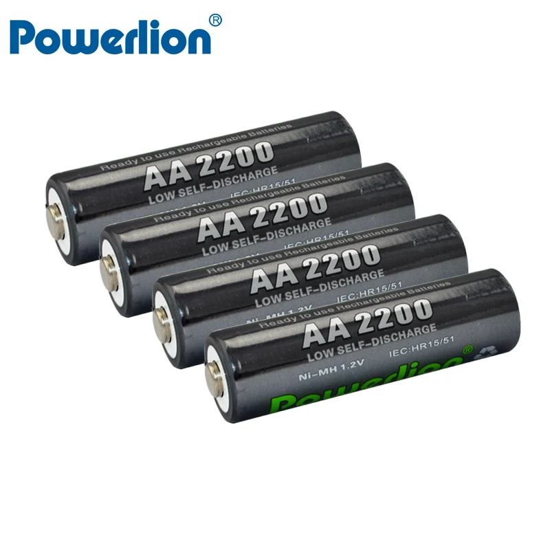 4 шт. Powerlion AA Перезаряжаемые Батарея NiMH 1.2 В 2200 мАч Ni-MH предварительно заряжен Bateria