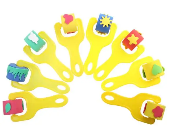 

4Pcs/Lot Sponge Kids Painting Graffiti Brushes Plastic Handle Seal Sponge Children Toy Drawing Brushes Educational Toy
