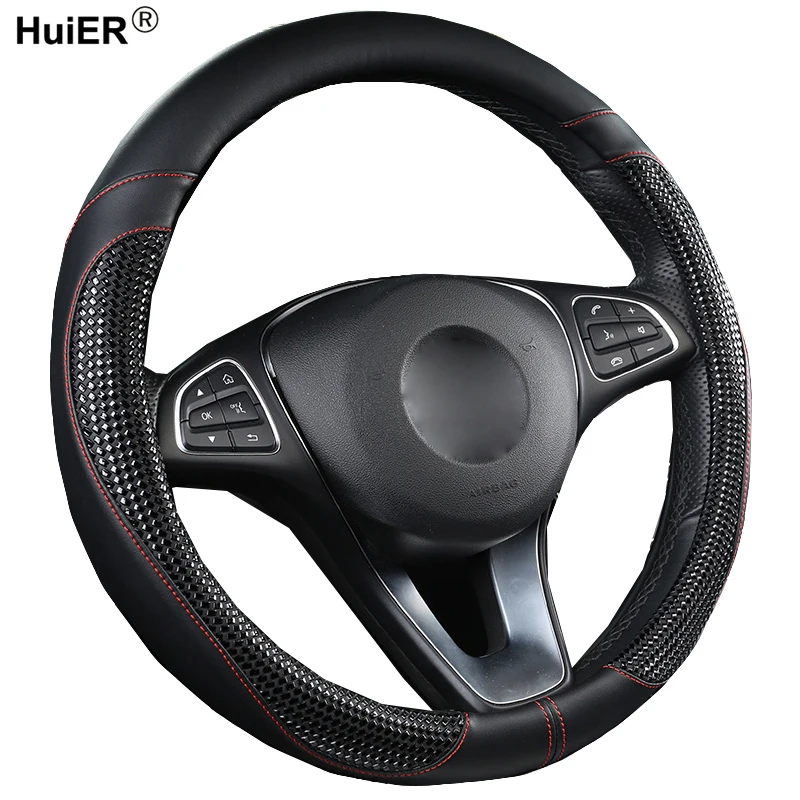 

HuiER Universal Car Steering Wheel Cover Fashion Anti-Slip 4 Seasons Universal Braid on the Steering-wheel Interior Accessories