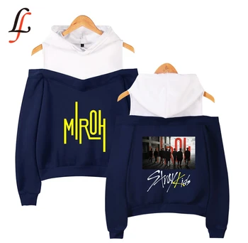 

Lecky Shoulder Hoodies Sling Sweatshirt Women stray kids straykids Print Sweatshirt Kpop Tops Casual Streetwear Tracksuit