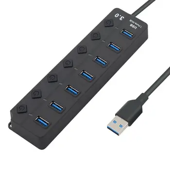 

7 Ports High Speed USB 3.0 Hub Splitter Adapter with Power Switch for PC Laptop