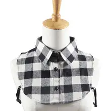 Модные женские туфли Для мужчин мальчиков и девочек накладной воротник от рубашки Клетчатый узор Съемные воротники Блузка Топы с воротником с бортами