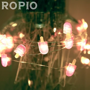 

ROPIO 3M Ice Cream 30 LEDs Lighting Strings Silver Copper Fairy String Light with AA Battery For Wedding Party Gift Home Decor