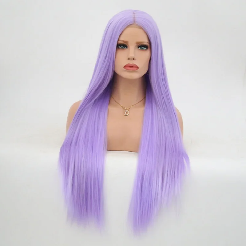 

Charisma Light Purple 28 Inch Synthetic Long Straight Hair Lace Front Wigs Glueless For Women Natural Hairline 150% Density