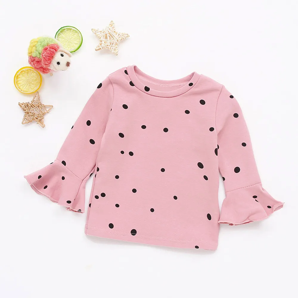 Baby Girls Soft Long Sleeve Dot Soft Toddler Kids Tops Shirt Clothes