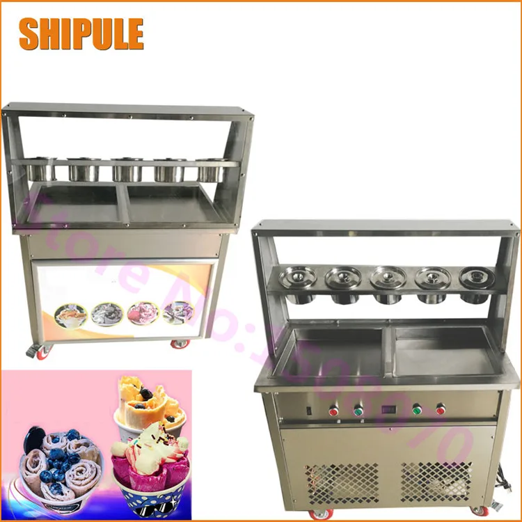 Free shipping double pressure Thailand style fried ice cram roll machine commercial fried ice