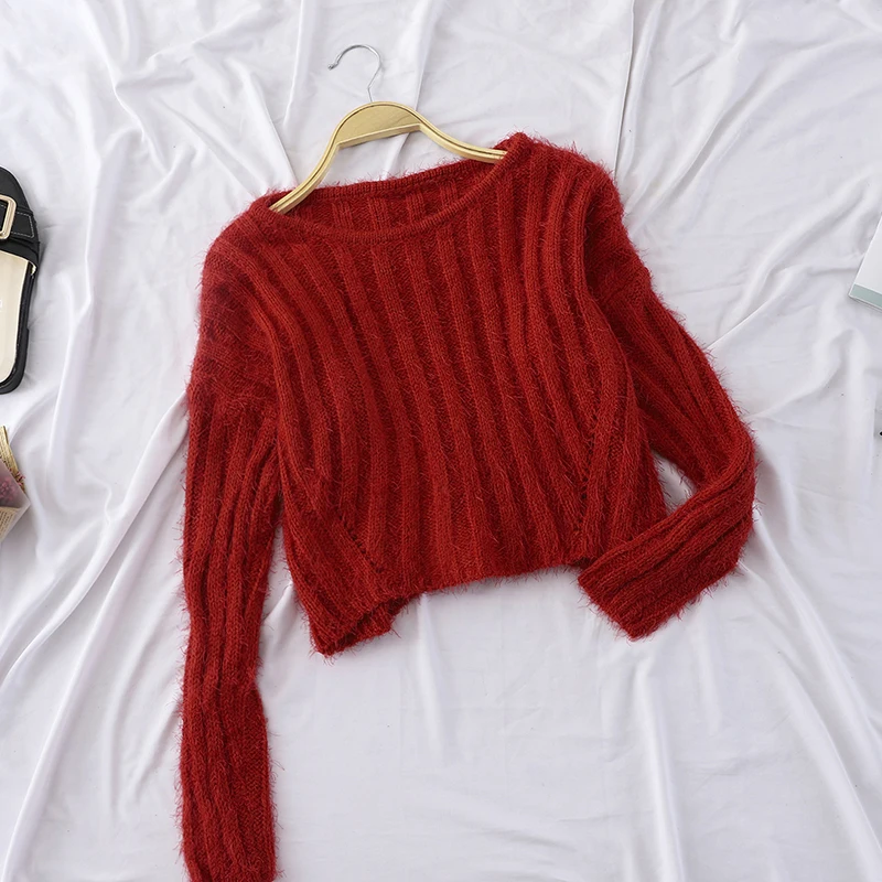 Fluffy Sweater Cashmere Fuzzy Crop Top Sweater Women Pull Femme Hiver Christmas Jumper 2018 Korean Pullover Knitted Jersey Mujer Fluffy Sweater Cashmere Fuzzy Crop Top Sweater Women Pull Femme Hiver Christmas Jumper 2018 Korean Pullover Knitted Jersey Mujer