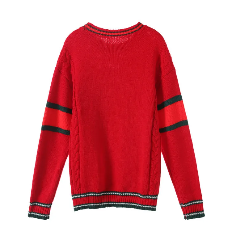 2019 Early Spring New Jockeying Letters Blouse Easy Knit Sweater Pullovers O-Neck Wool Fashion Letters Women Sweaters 2019 Early Spring New Jockeying Letters Blouse Easy Knit Sweater Pullovers O-Neck Wool Fashion Letters Women Sweaters