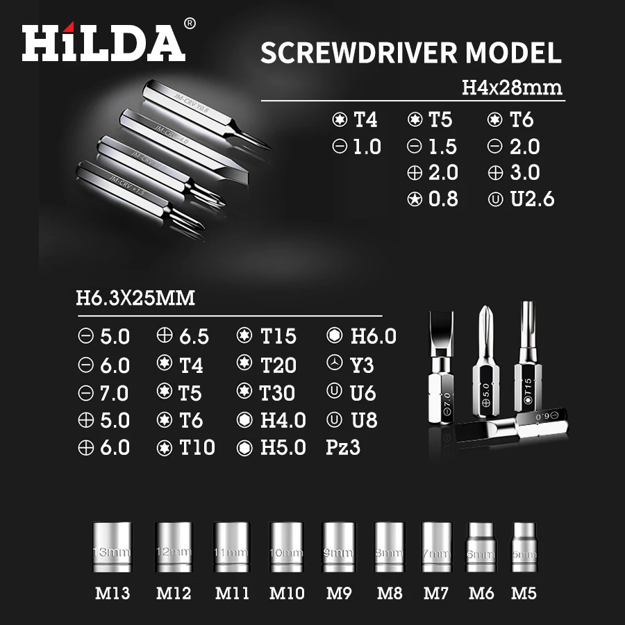 HILDA 43 в 1 Набор крестообразных отверток Phillips/щелевые биты с магнитным мульти-инструментом бытовая техника ремонт ручных инструментов набор ручных инструментов