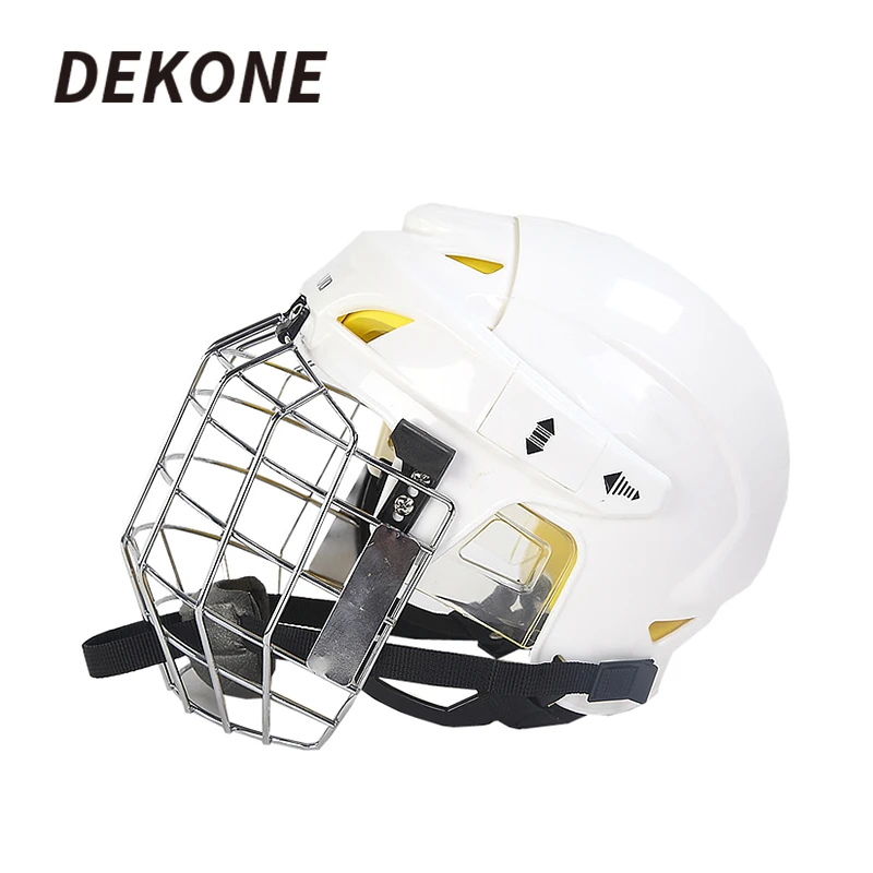 

Hockey Helmet Combo EVA Foam Liner Adjustable Safe Black White For Ice Roller Inline Street Hockey Training Full Cage Helmet