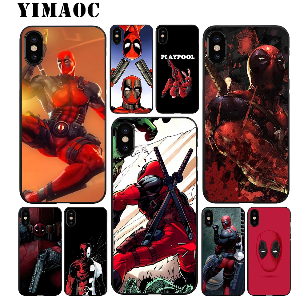 YIMAOC Deadpool 2 Movie Soft TPU Black Silicone Case for iPhone X or 10 8 7 6 6S Plus 5 5S SE Xr Xs Max |