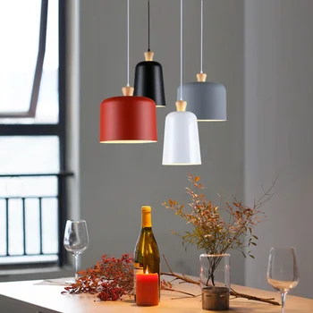 

Fashion Indoor lighting pendant lights Wood and aluminum lamp restaurant bar coffee dining room LED hanging light fixture