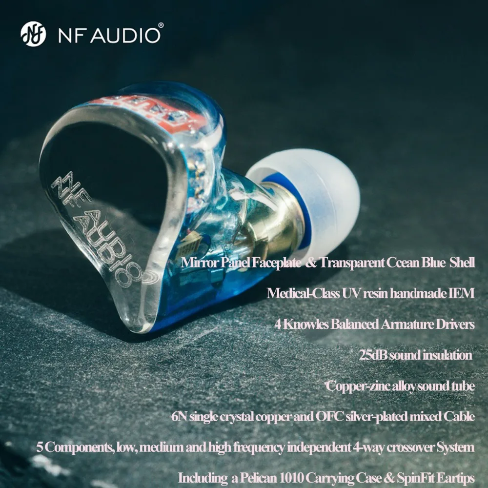 NFAudio NF4u Ocean 4 Knowles BA Quad Driver In Ear Monitor Audiophile HiFi Earphone With 0 78mm 2Pin Detachable Cable