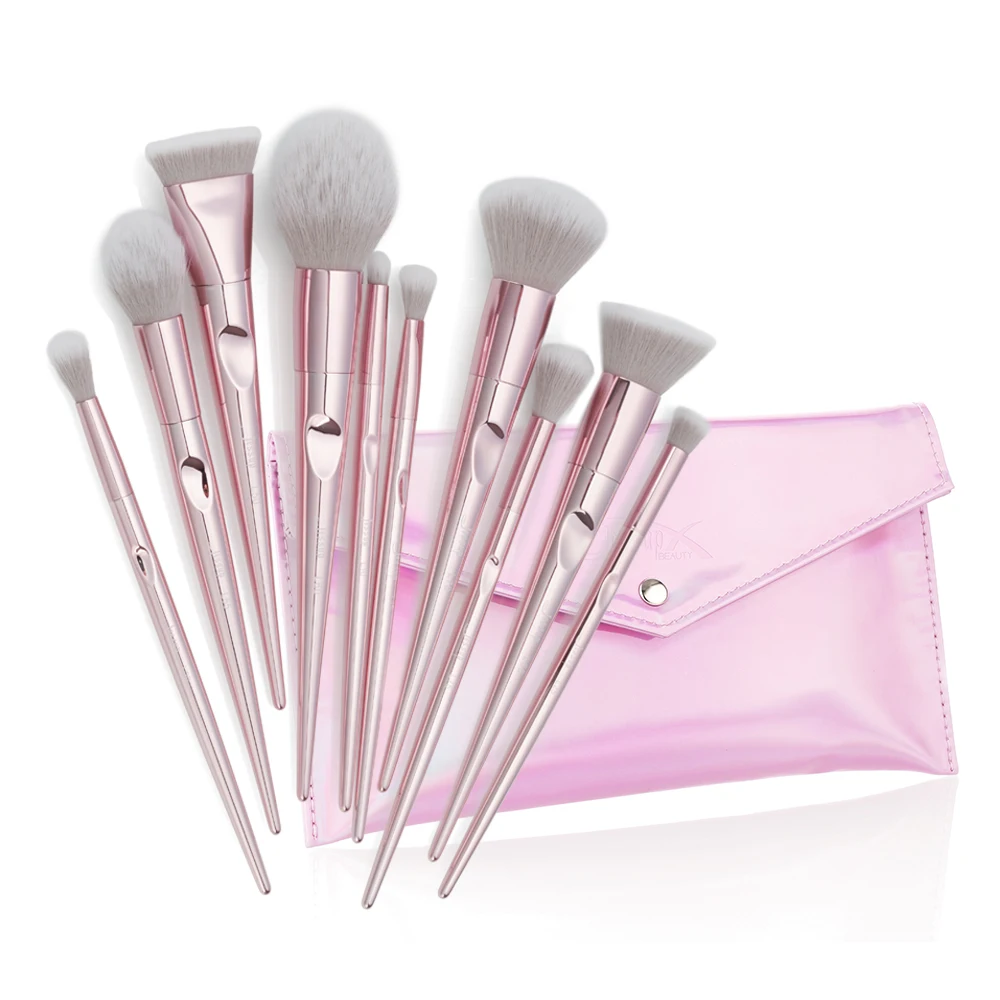 Billig Jessup set Make Up pinsel set 10 stücke Metallic Rosa schönheit Make up pinsel Weiche blush Powder Foundation Lidschatten pinsel ABS griff