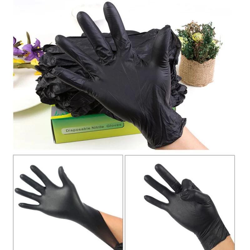 50 шт. одноразовые перчатки для мытья автомобиля черные резиновые перчатки для чистки автомобиля антистатические
