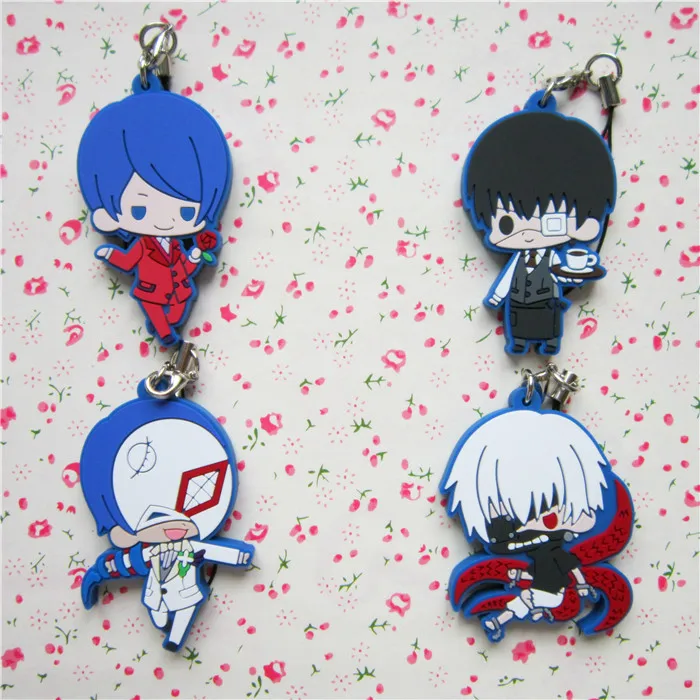 

Kaneki Uta Toka Tsukiyama Anime Tokyo Ghoul Bean Eye Version Japanese Rubber Keychain