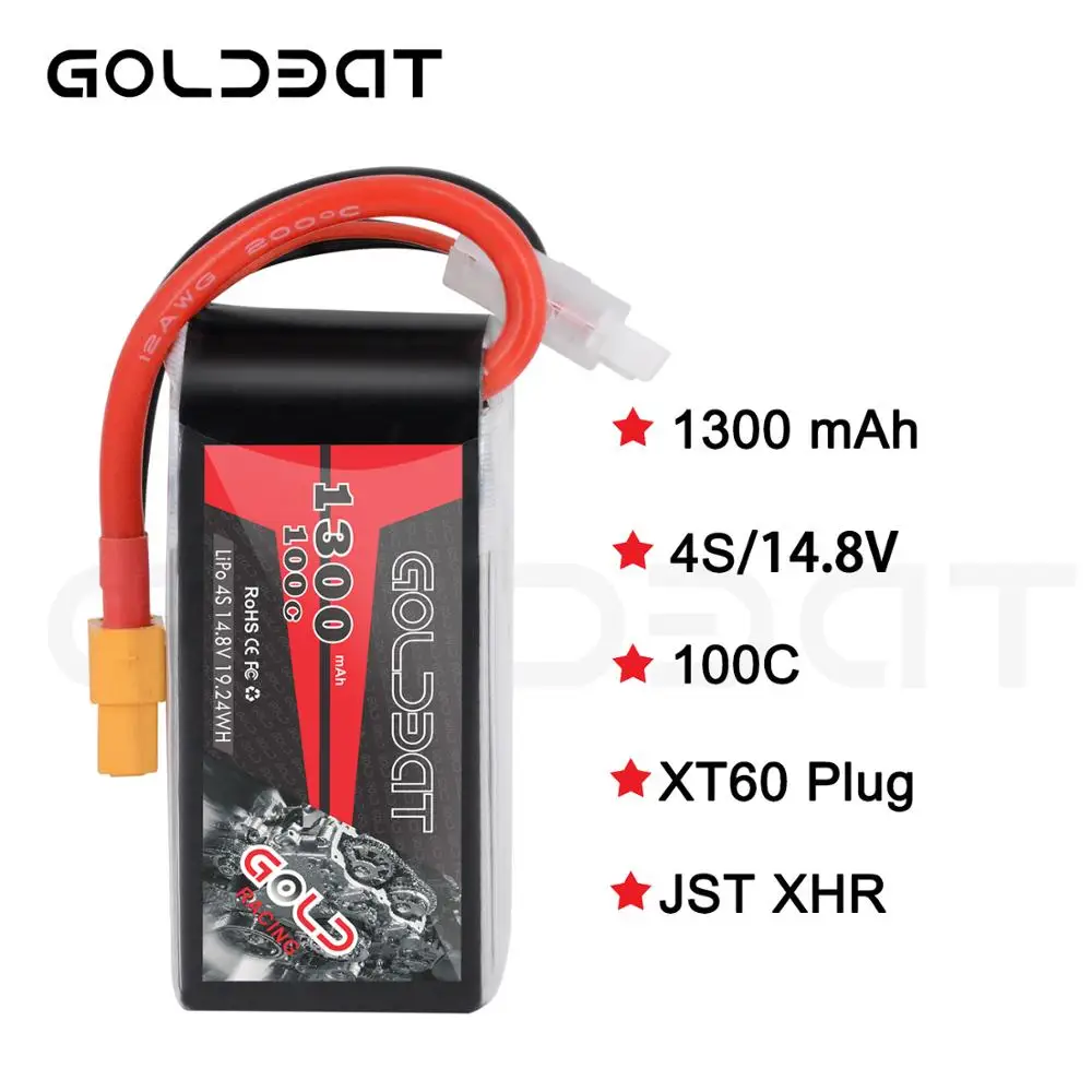 Najtaniej GOLDBAT bateria lipo 1300mAh 4S 100C 14.8V Softcase Pack z wtyczką XT60 dla RC samochodów ciężarowych Heli samolot dron uav FPV Racing 2pac